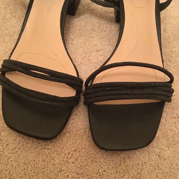 London Fog Black Sparkling Straps Heels - Picture 3 of 8